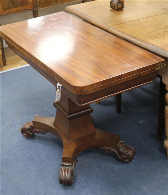 A William IV mahogany tea / card table W.102cm